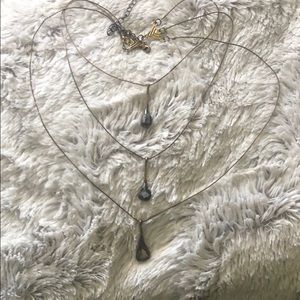 Free People Opal 3 Tier Rosegold Necklace